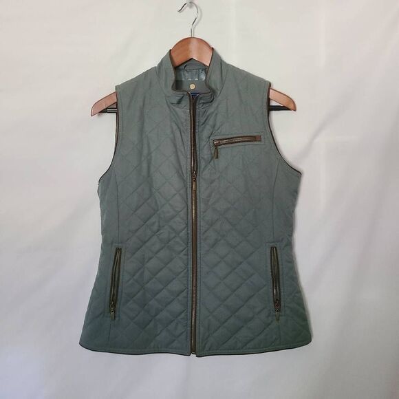Pendleton Womens Sage Green Diamond Quilted Zipper Front Vest sz‎ Small - Picture 1 of 4